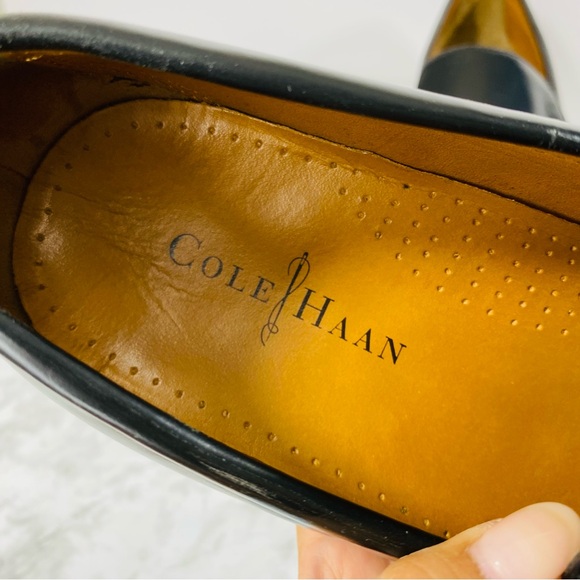 Cole Haan Leather Oxford Loafers Mens 10.5M Black Square Toe Comfort Slip On - Picture 6 of 7